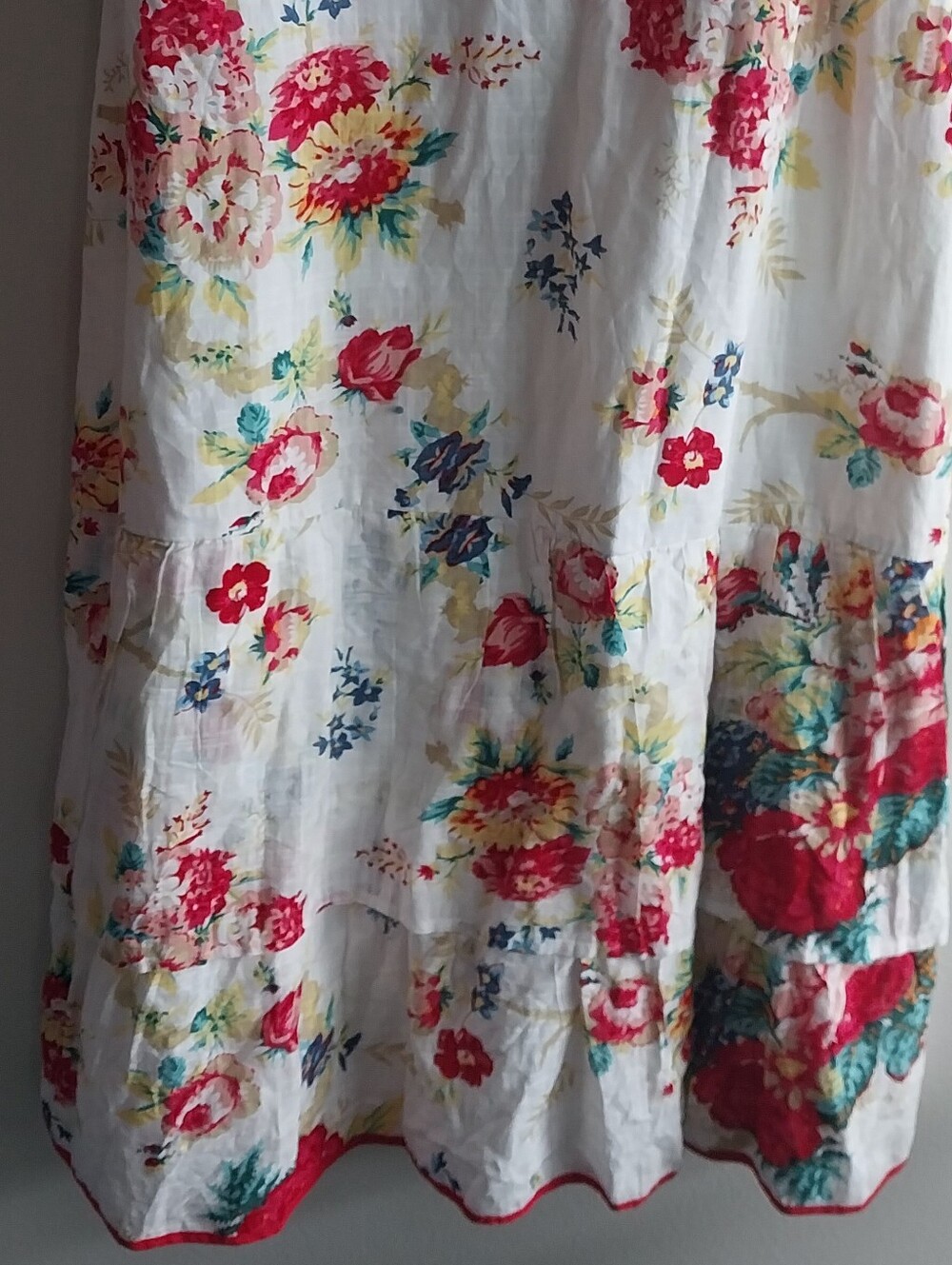 Betsey Johnson Riviera White & Red Floral Cotton Lined Sleeveless Midi Dress - Picture 5 of 10